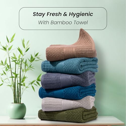 Image of Mush Hearth & Haven Bamboo Towels for Bath Large Size | 450 GSM Bamboo Bath Towel for Men & Women | Soft, Highly Absorbent & Quick Dry | 70 X 140 cms (Desert Sand)