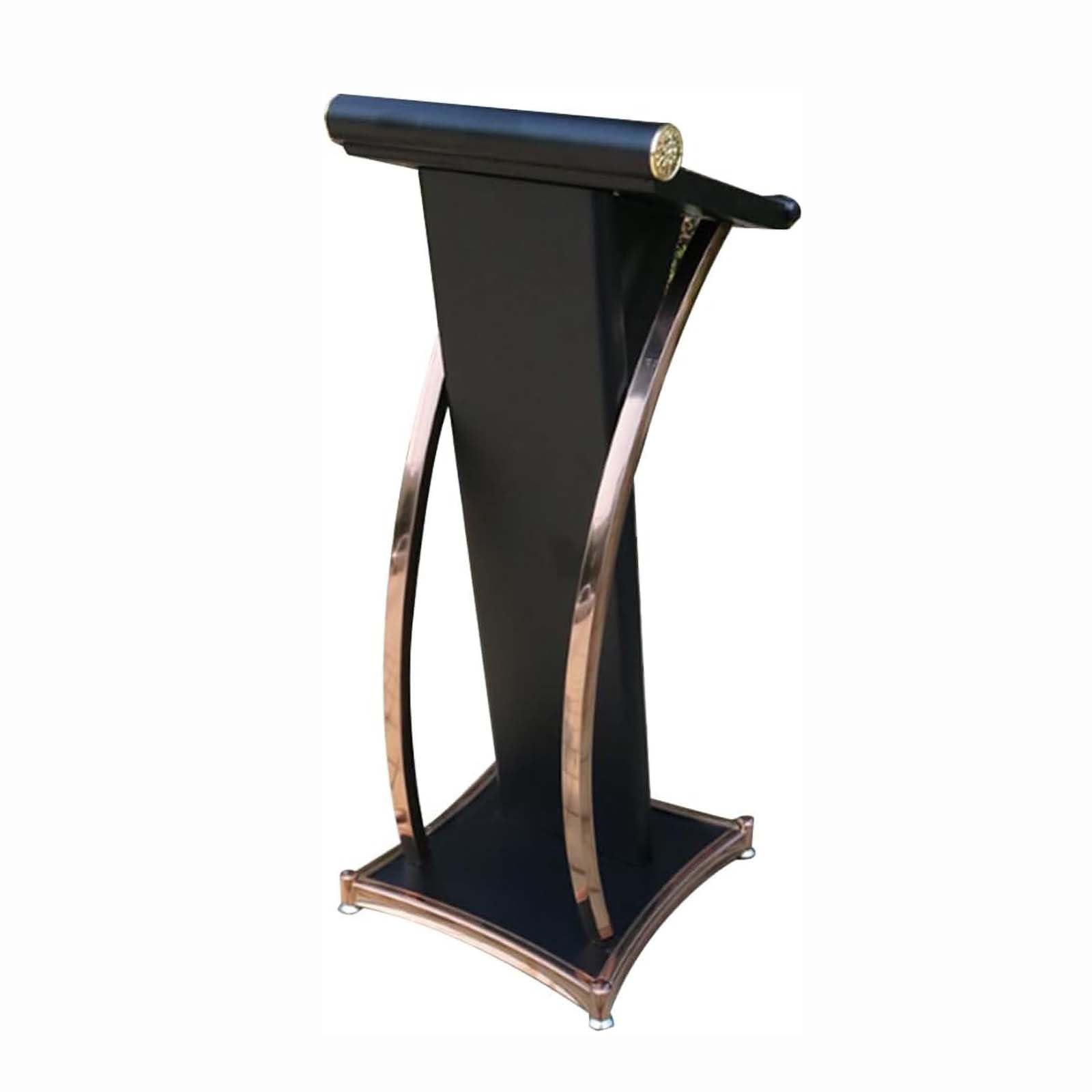 DUANHOZ Curved Metal Lectern, Floor Standing Speaking Podium for Church, Conference, and Campus Presentations