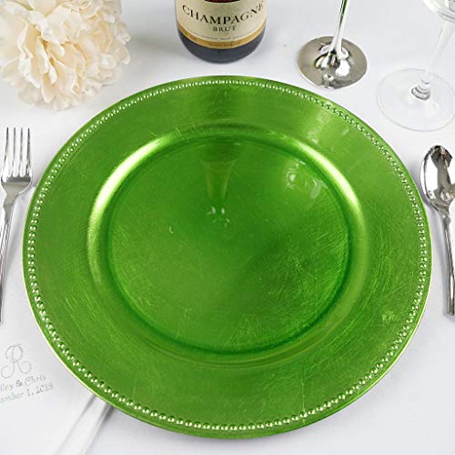 Tiger Chef Round Chargers For Dinner Plates - Charger Plates Lime Green Beaded - 13-Inch Wedding Charger Plates (48 Pack) #TOP2