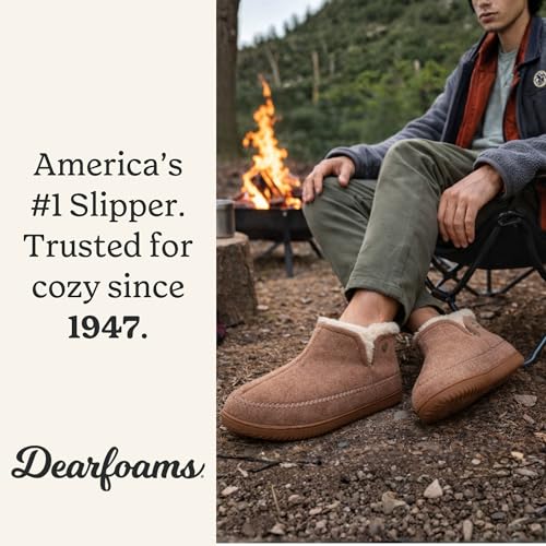Image of Dearfoams Men's Memory Foam Indoor House Slippers Brixen Ankle Boot House Shoes - Gifts for Men
