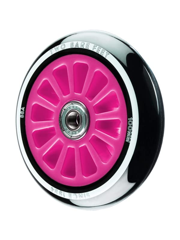 Two Bare Feet Stunt Scooter Wheels with ABEC 9 Bearings – 100mm Replacement Freestyle Scooter Wheels, Single Wheel or Pair (Pink (Single)) — image 1