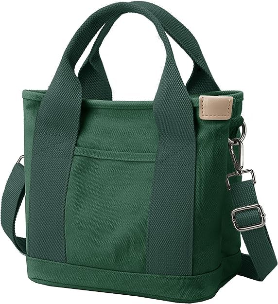 Image of Small Tote Bag with Zipper, 2024 Canvas Multi-Pocket Crossbody Bag Shoulder Bag Satchel Hobo Bag Messenger Bag