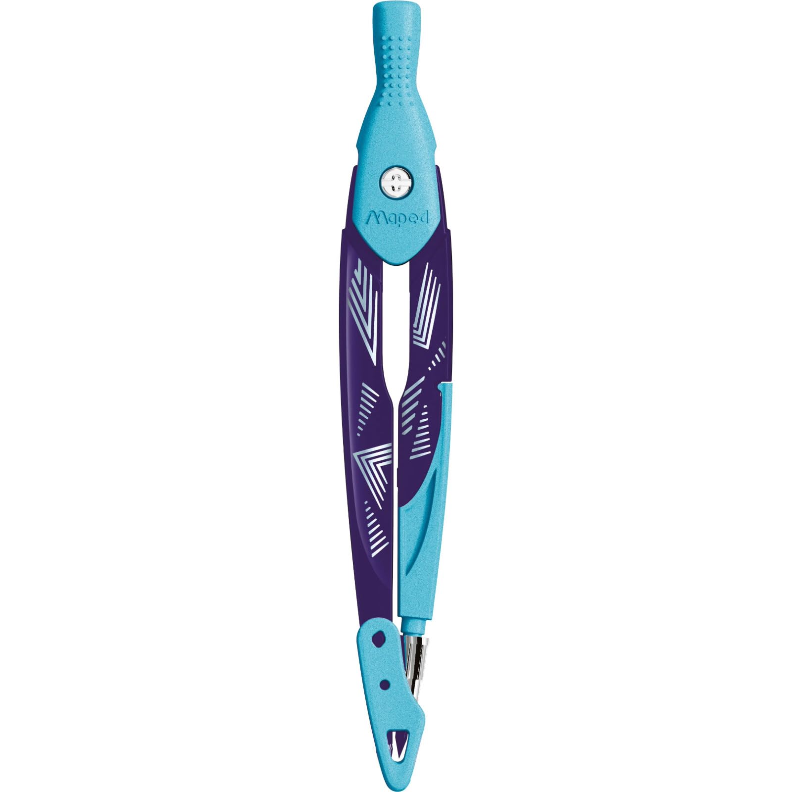 Maped Arctic Vibes - Estuche de Compás Open de 3 Piezas, Compás de Mina con Adaptador Universal (Anillo) y Tubo de Minas de Repuesto, Diseño de Escamas Metalizadas, Material Escolar de Precisión
