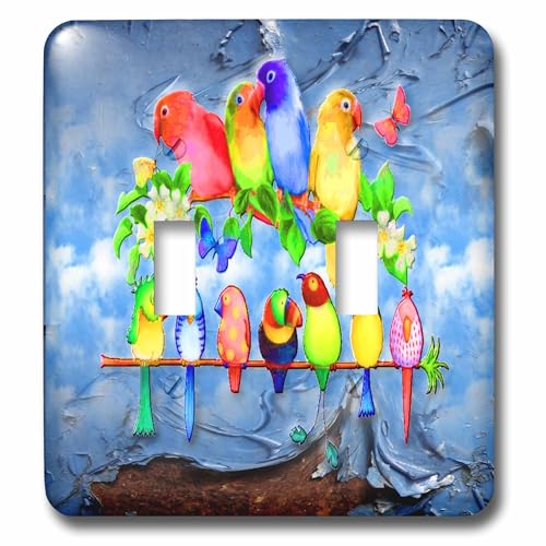 Interruptor doble loros de colores lsp_108079_2 3dRose para pared 2