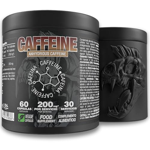Zoomad Labs® Cafeína Anhidra 100 mg por Cápsula | 60 Cápsulas | Energía, Concentración y Rendimiento | Suplemento de Cafeína Pura en Cápsulas | Pre-Entreno para Resistencia y Foco | 30 Servicios