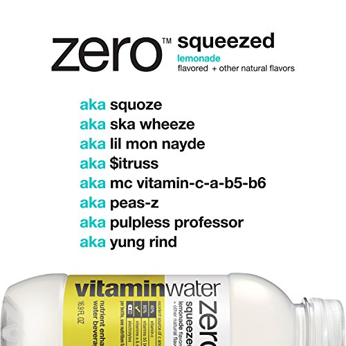 vitaminwater zero squeezed, electrolyte enhanced water w/ vitamins, lemonade drinks, 16.9 fl oz, 6 Pack