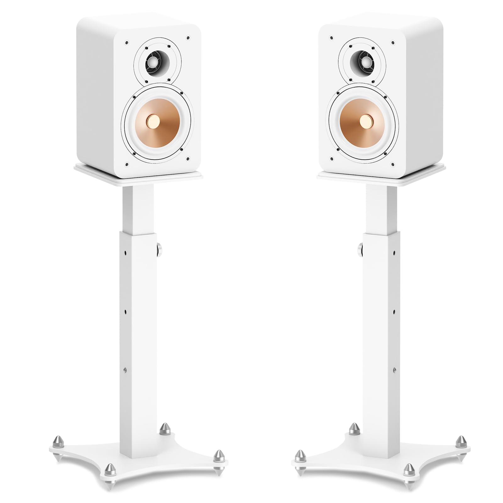 Supporto per altoparlanti, regolabile in altezza, 50-70 cm, universale, bianco, con gestione dei cavi, portata 30 kg, set da 2