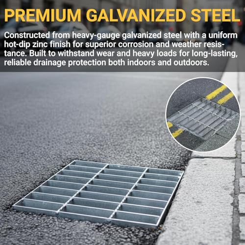 image for Otoolling 2 Pcs Galvanized Steel Drain Grate 12 x 12 Inch Heavy Duty O