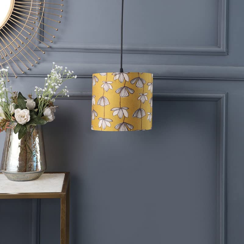 Image of Mustered Junoon Color, Classic Pendant Drum Lamp Shade, Decorative Light Lamp, Hanging Spotlight with Fixture (Beige), 40Watts, Silver Canopy -: Pack of 1 (8.5 * 8.5 Inches)
