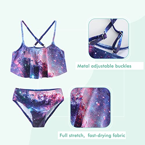 Image of Girls Two Piece Swimsuits Rainbow Bikini Sets Adjustable Strap Bathing Suits
