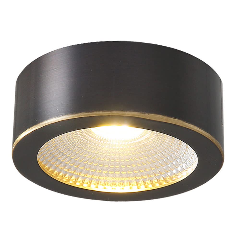 LYMSXAZOU Ceiling Spotlight 3W-9W, Black Flush Mount Spot Light with 3000K/4000K/5000K Selectable, Full Copper Surface Mounted Downlight for Home Lighting