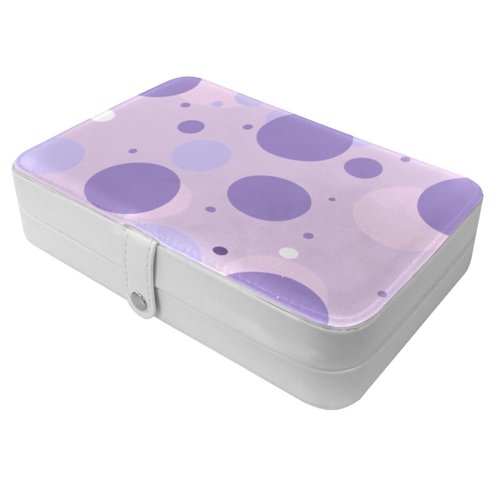 Boîte à bijoux de voyage en cuir synthétique violet de style géométrique