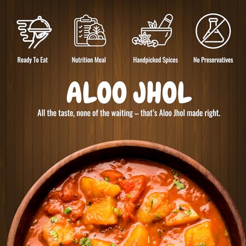 Image of Indidoz Aloo Jhol Ready to Eat | No Onion No Garlic Satvik Curry | Spiced Potato in Tomato Gravy | Pure & Wholesome Indian Meal | Heat & Eat | No Preservatives | 300g