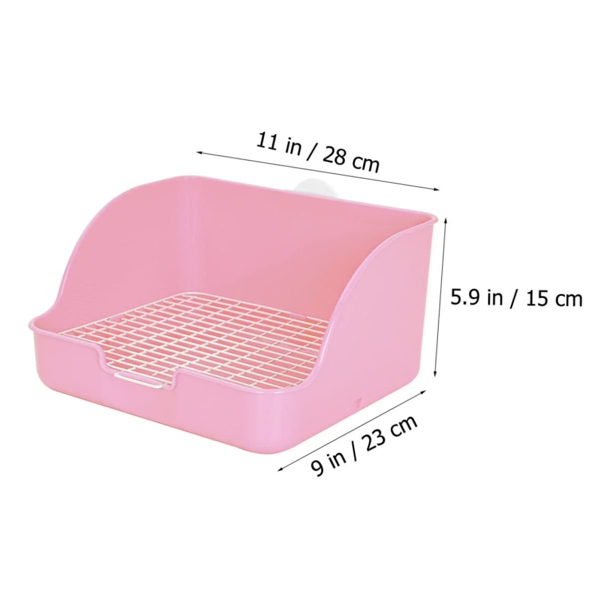 Happyyami Lettiera per Coniglietti Rettangolare in Plastico Rosa, Base Filtrante Anti-Perdita, Controllo Odori, per Addestramento in Casa e Giardino