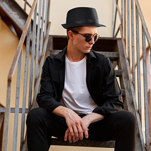 Image of 16 Pcs Bulk Fedora Hats for Men 1920s Short Brim Pork Pie Panama Hats for Beach Men Women Summer Accessories(Bright Colors)