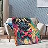 Pug Blanket Gifts for Women Girls Pug Lovers, Cute Colorful Pug Dog Themed Throw Blankets, Soft Cozy Lightweight Plush Throws for Living Room Sofa Couch Home Decor 50x60in #1