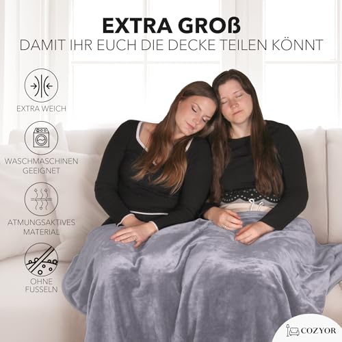 Cozyor Reisekissen & Reisedecke 2 in 1 mit Rucksack-Clip und Kofferbefestigung 170x100 cm, kuscheliges Reiseset für Flugzeug, Auto & unterwegs, Flugzeugdecke für Erwachsene & Kinder