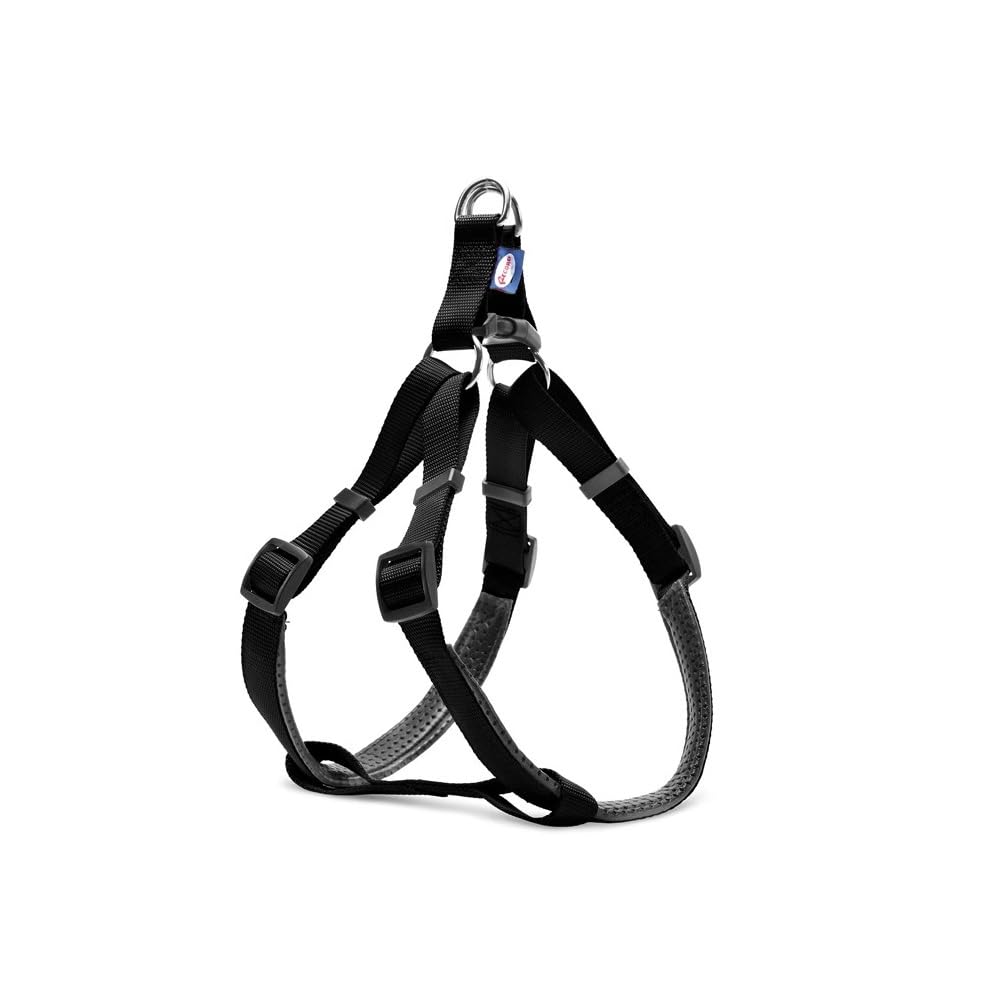 Record - Pettorina Cane – Realizzata in Nylon Imbottito Soft con Rivestimento in PVC – Pettorina di Tipo X Scapolare - Colore Nero – Taglia L - Circonferenza 56-81 cm