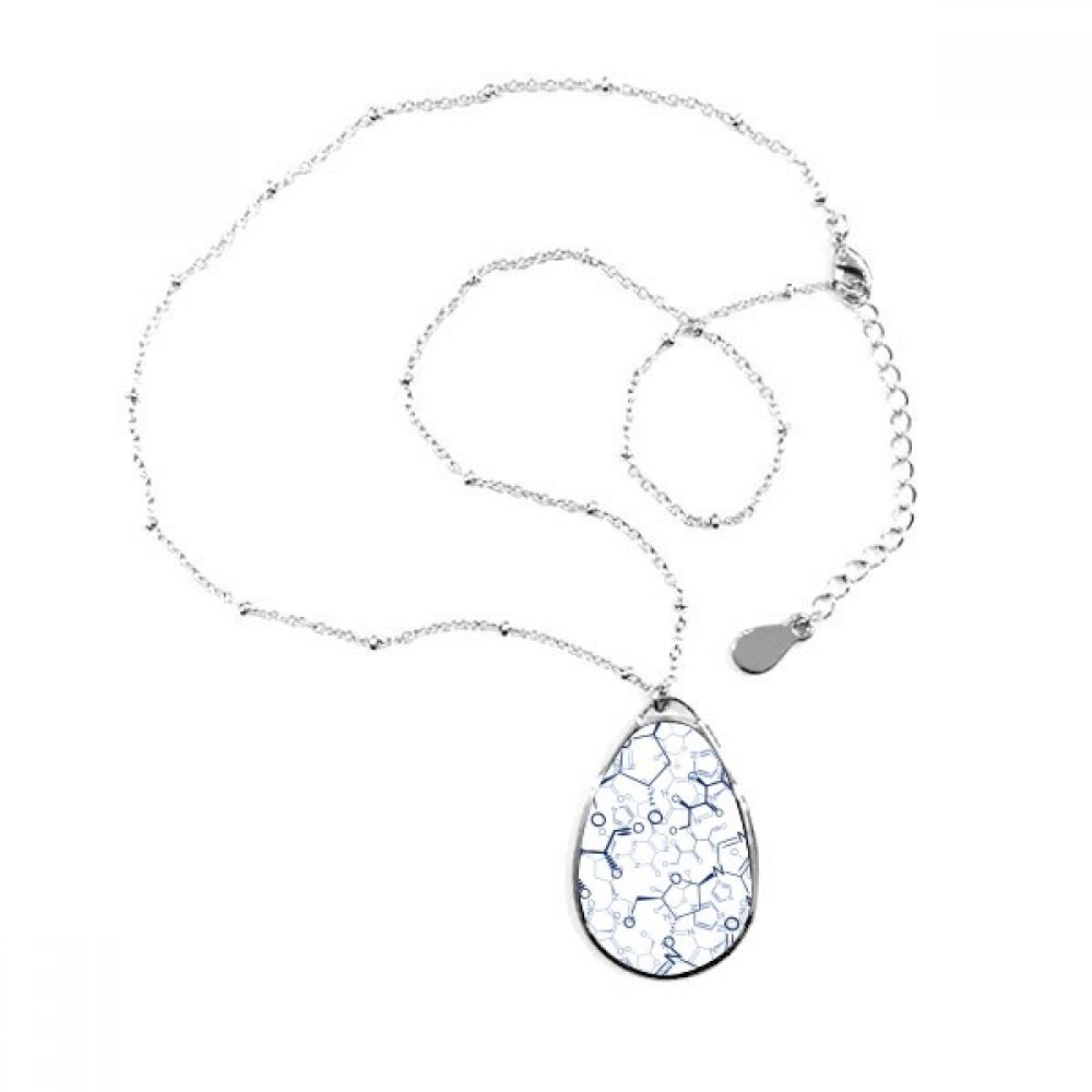 Collier structure moléculaire bleu pendentif goutte DIYthinker bijou chaîne graphique chimie