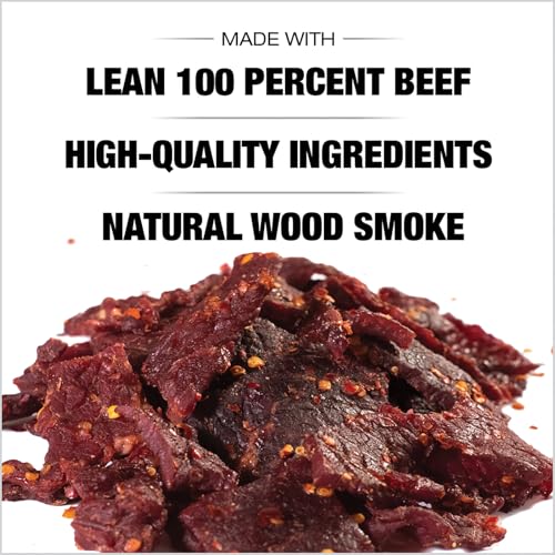 Image of Old Trapper Beef Jerky, Hot & Spicy 8 Ounce Individual Pack, Tender and Spicy Meat Snacks for Lunches or Between Meals, 11 Grams of Protein and 70 Calories per Serving (Pack of One)