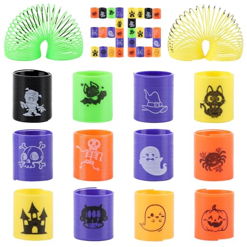 CCINEE 36pcs Magic Spring Toys Party Favors with Halloween Theme Pattern for Kids Treat or Trick Bag Gift