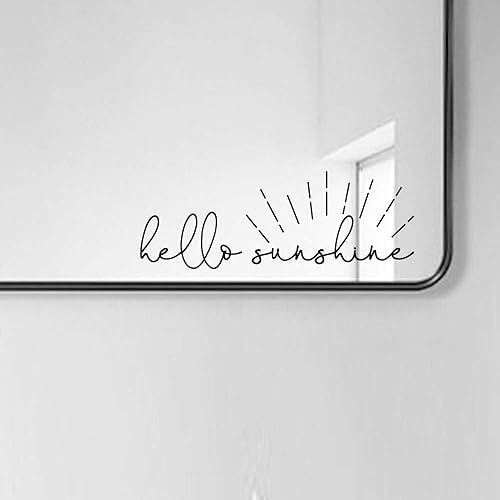 Miniatura 4 de "Hello Sunshine" - Adhesivo de vinilo para pared de baño, decoración de puerta de ducha o automóvil, juego de 2 (negroblanco, 6.5 x 2.6 pulgadas)