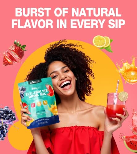 Image of Juicy Splash 30 Packs Sugar Free Electrolytes Powder w /Natural Flavor, Liquid Daily IV Recharge+Tech. Mix 5 Electrolyte for Balance, Raw Seasalt Hydration Packets for GF, Vegan, Non-GMO, Keto