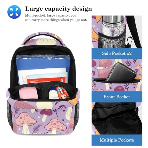 Sac à dos motif champignon violet multicolore grand format avec sa trousse