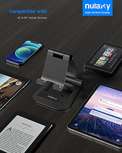 Nulaxy A5 Tablet Stand, Fully Adjustable Foldable Desktop Stand Holder Compatible With Ipad Air 4/Mini, New Ipad 10.2/9.7, Ipad Pro 11/12.9, Samsung, Nintendo, All Mobile Devices (4-14’’), Black #TOP5