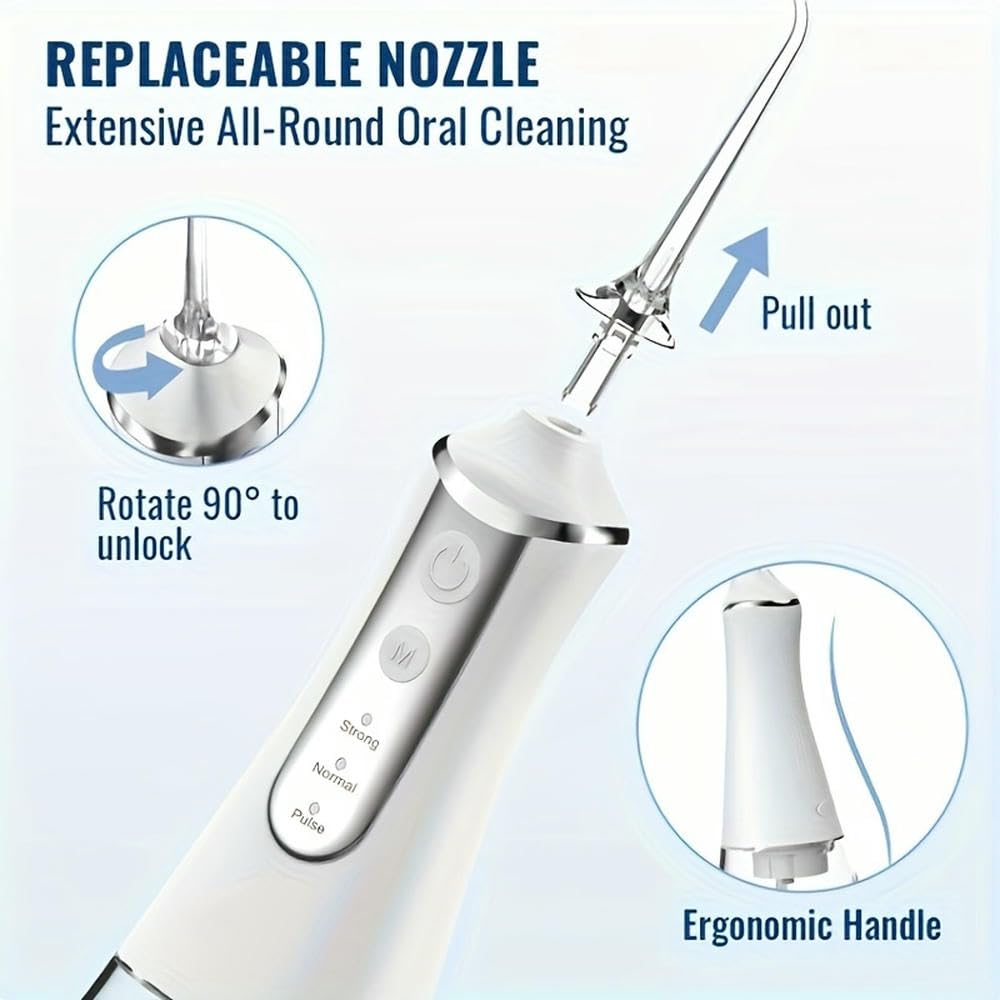 Irrigador bucal portátil Hilo, Recargable y Resistente, Cuidado Protector, Agua Limpia, Hilo Dental de Cuarzo.