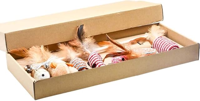 Happy Fox Cat Toys Gift Box,7 Pieces Cat Interactive Wand Toy Set,The Perfect Catnip Gift for your Purring Friend!