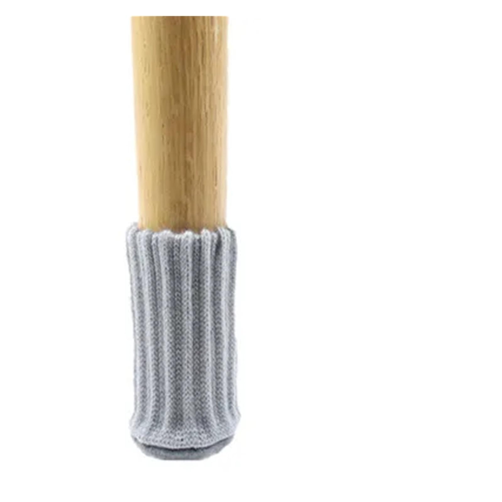 Chair Leg Floor Protectors 4Pcs Knitted Chair Leg Cover Furniture Feet Socks Covers Floor Protectors Caps(4x Light Gray)