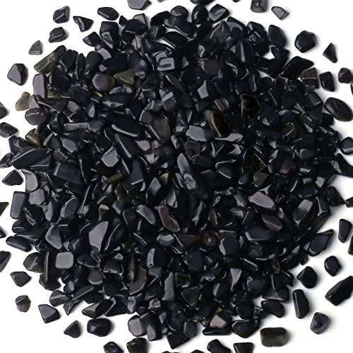 Image of Obsidian Healing Crystal Chips Bulk Gemstones Sets Tumbled Crushed Stones Crushed Crystals Natural Rocks for Fountain Rocks Decoration Reiki Energy Balancing Meditation Aquarium Gravel 0.44lb