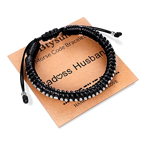 Inspirational Gifts for Men Morse Code Bracelets Mens Bracelets Graduation Gifts for Him Fathers Day Adjustable Leather Bracelet Motivational Birthday Annivesary Jewelry Stocking Stuffers for Men