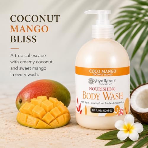Image of Ginger Lily Farms Botanicals Body Wash, 16.9oz, Coco Mango