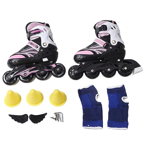 Ice Skates, Pink Roller Blades Adjustable PU Mesh Glide Skates for Teens, ICY Fun Exercise Improving Strength and Balance