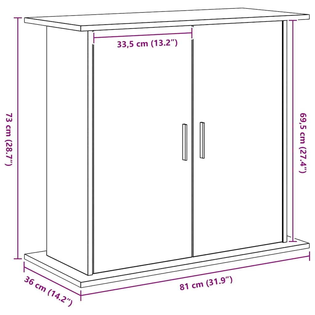 vidaXL Support d'aquarium Chêne Noir 81x36x73 cm Bois d'ingénierie