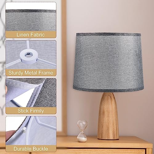 PATIKIL Drum Lampshade for Table Lamps 11.4" Top x 12.6" Bottom x 9.8" High Floor Lamp Shade Easy Assembly Medium Linen Lampshade for Table Lamps Floor Lamp Gray - Image 3