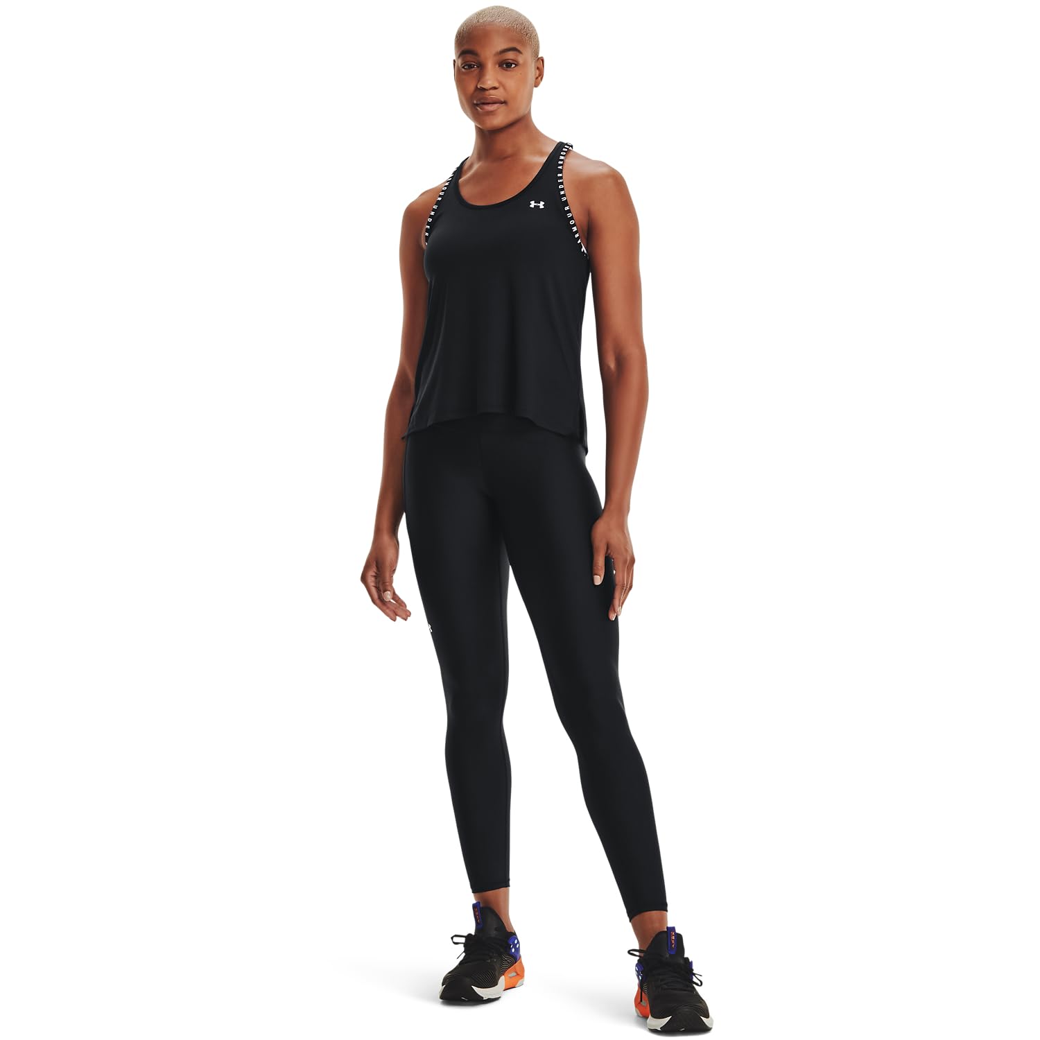 Under Armour damska koszulka UA knockout, trening podkoszulek, niezbędne ubrania na siłownię Black/Black/White (001) XL