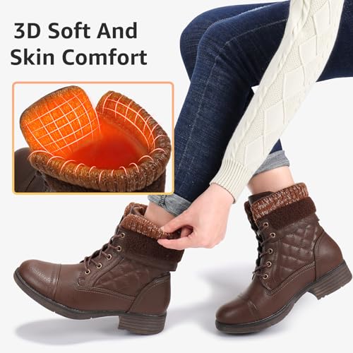 Image of STQ Womens Combat Boots Lace Up Ankle Booties With Side Zipper Fall Winter