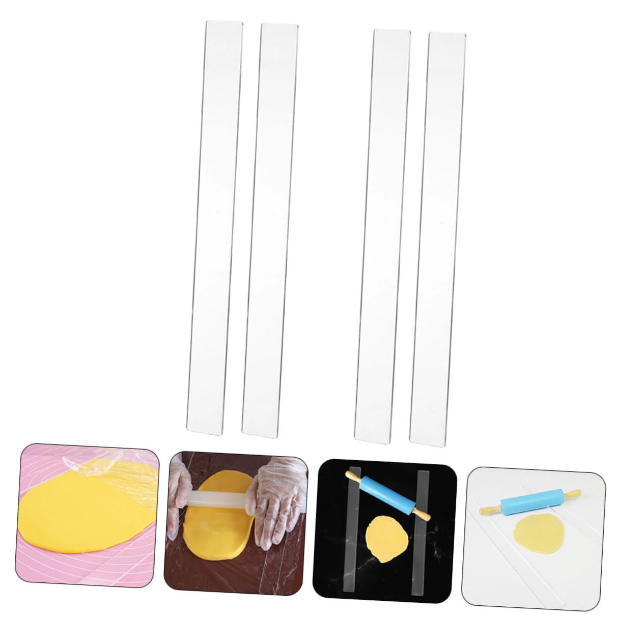 Cabilock 8paare Nudelholz Abstandshalter Teigroller Führungsstäbe Teigdickenmesser Für Gleichmäßiges Backen Vielseitig Einsetzbar Für Kekse Pizza Fondant