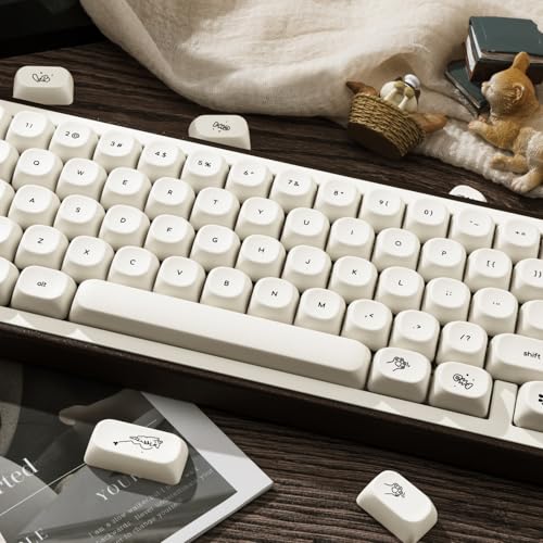 Image of PBT Keycaps Cream White Cat Cute 124 Keys MX Switch Key Cap