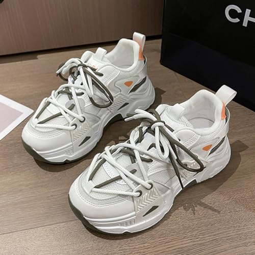Womens Chunky Sneakers Breathable Mesh Platform Sneakers Casual Lace-Up Walking Shoes2