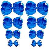 Oaoleer 8PCS Hair Bows for Girls Royal Blue Grosgrain Ribbon Boutique Bow Alligator Clips Hair Acces