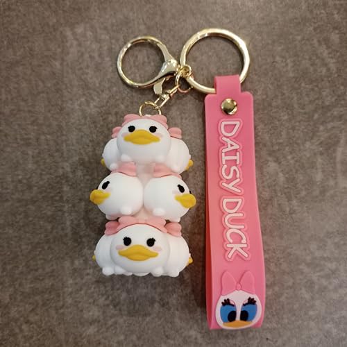Image of Cute Cartoon Character Silicone 3D Key Chain with Strap Charm & Metal Hook, Merchandise Key Rings Gift for Kids Girls Boys Men & Women
