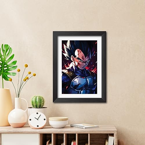 Image of TenorArts Vegeta Posters Dragon ball Z Anime Poster Laminated Photo Frame Painting with Matt Finish Black Textures (12inches x 9inches)