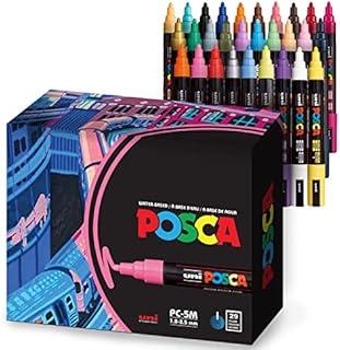 29 Posca Paint Markers, 5M Medium Posca Markers with Reversible Tips, Posca Marker Set of Acrylic Paint Pens | Posca Pens for Art Supplies, Fabric Paint, Fabric Markers, Paint Pen, Art Markers