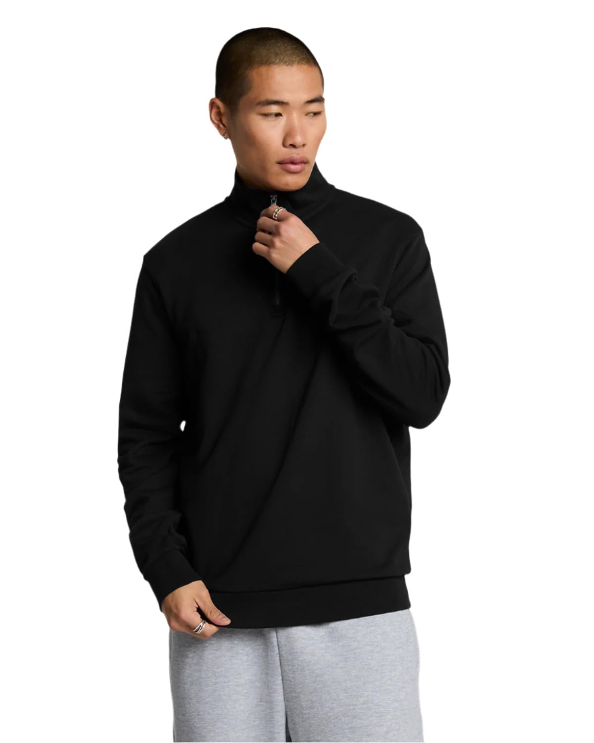 Lyle & Scott Men's Jet Black Tonal Quarter Zip Sweatshirt Xl