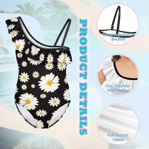 Playtime Girls One Piece Swimsuit Soft Stretchy Ruffle One Shoulder Kids Summer Swimwear Bathing Suit for Girls Tummy Control3