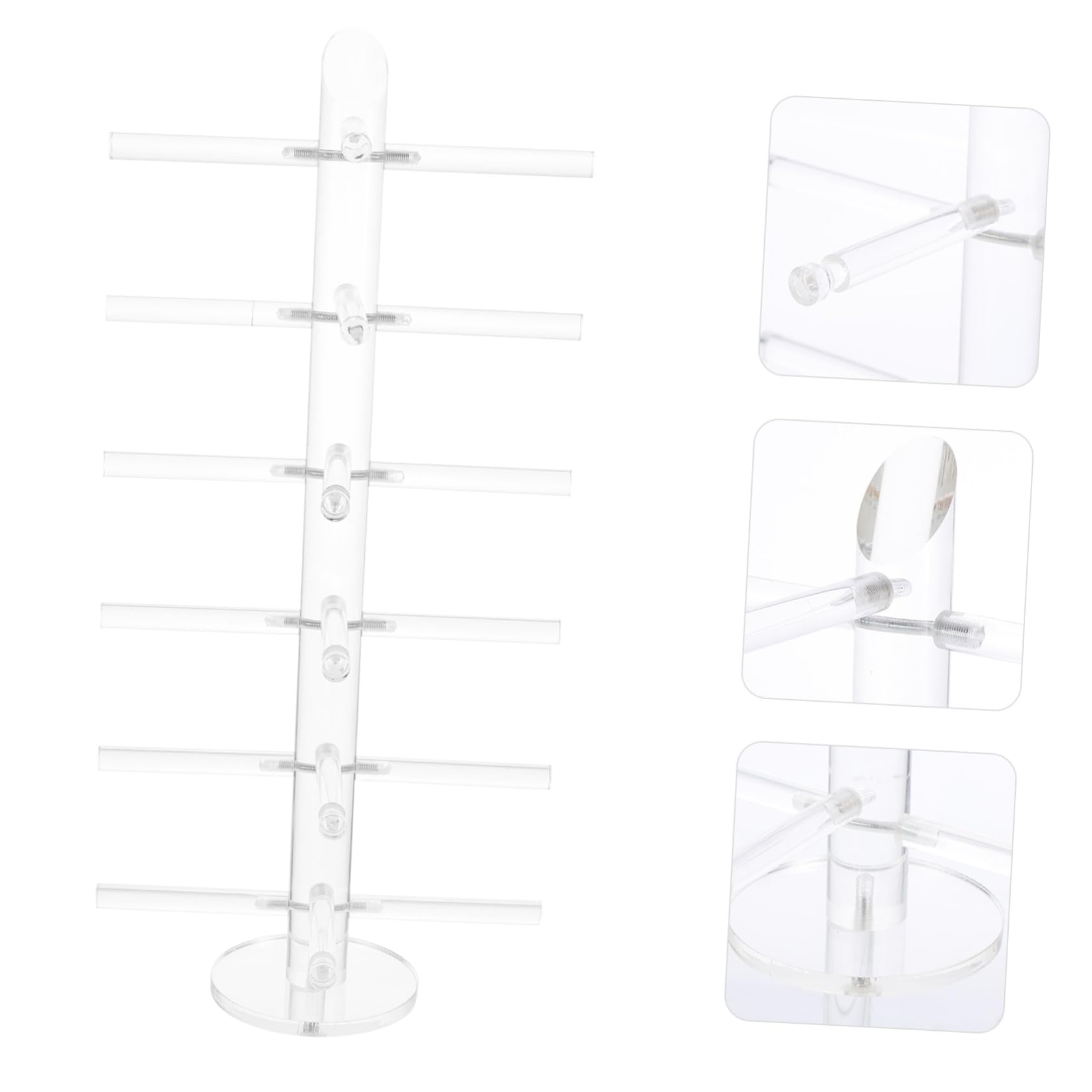 Espositore Porta Occhiali Da Sole in Acrilico 6 Strati Asta Da 25mm, Base Stabile Per Negozi e Esposizioni, Supporto Resistente e Smontabile Per Occhiali Da Lettura e Da Sole